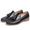 Alligator Slip-on Moccasin Tie-Bow Loafer Driving Shoes for Men-Black