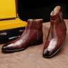 Alligator Zipper and Buckle Boots for Men