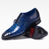 Handcrafted Genuine Alligator Leather Lace up Shoes Wholecut Oxford Shoes-Blue