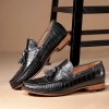 Mens Alligator Slip-on Moccasin Tie-Bow Loafer Driving Shoes