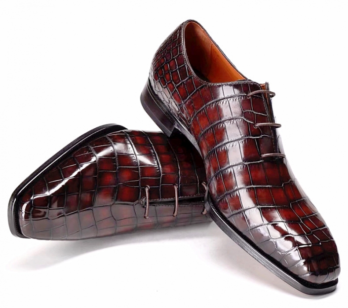 Luxury Men's Alligator Leather Wholecut Oxford Shoes