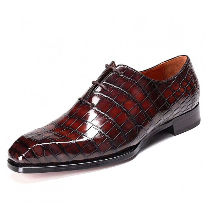 Luxury Men's Alligator Leather Wholecut Oxford Shoes