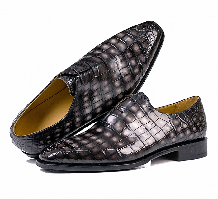 Luxury Men's Alligator Leather Wholecut Oxford Shoes