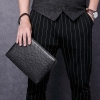 Mens Ostrich Envelope Clutch Bag Business Portfolio Briefcase Large Wallet With Strap