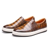 Men’s Alligator Leather Lace Up Sneakers-Brown