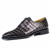 Men’s Alligator Leather Wholecut Oxford Shoes-Gray