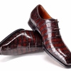 Men’s Alligator Leather Wholecut Oxford Shoes-Burgundy-1