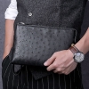 Ostrich Leather Large Wallet with Strap Wristlet Clutch Bag for Men-1