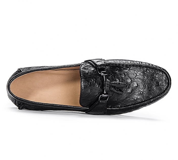 Comfortable Ostrich Leather Tassel Loafer Slip-On Shoes