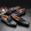 Ostrich Leather Tassel Loafer Slip-On Shoes for Men