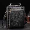 Small Crocodile Messenger Bag Crossbody Satchel Shoulder Bag-Black-1