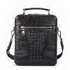 Small Crocodile Messenger Bag Crossbody Satchel Shoulder Bag-Black-Back