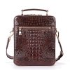 Small Crocodile Messenger Bag Crossbody Satchel Shoulder Bag-Brown-Back