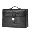 Unisex Alligator Briefcase Laptop Handbag-Black-Micro Side