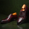 Mens Ostrich Cap-Toe Lace-up Oxford Dress Shoes