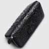 Crocodile Leather Long Checkbook Wallets Phone Clutch with Zipper-Top