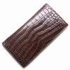 Slim Alligator Leather Bifold Wallet Card Holder-Brown