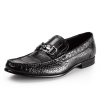 Casual Alligator Leather Moc-Toe Bit Slip-On Penny Loafer-Black