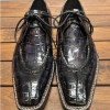 Classic Alligator Leather Lace Up Derby Shoes-Details