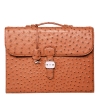 Casual Ostrich Leather Briefcase Laptop Bag-Tan