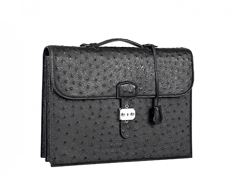 Casual Ostrich Leather Briefcase Laptop Bag