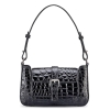 Alligator Leather Clutch Purses Small Shoulder Bags-Black