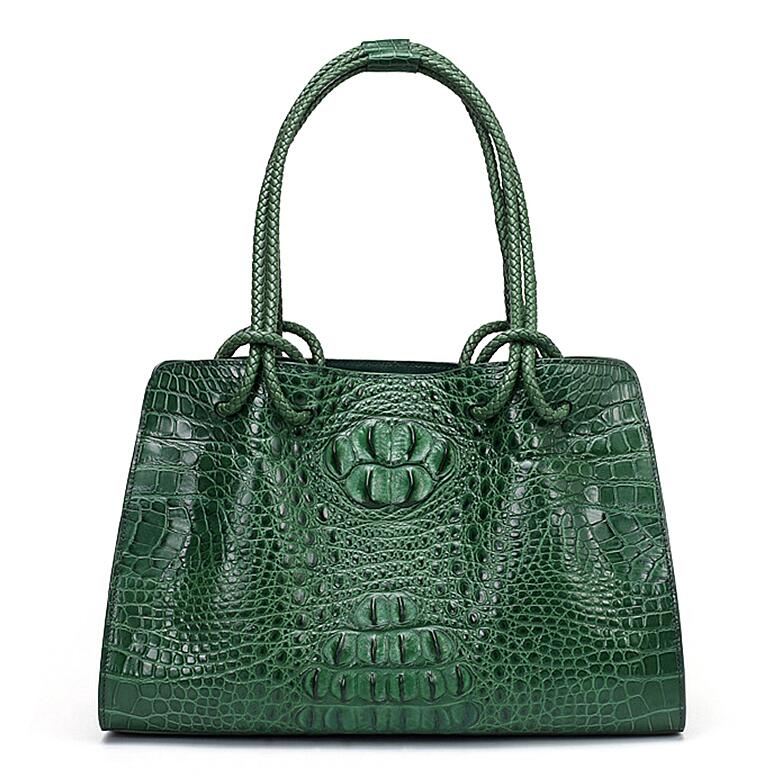 Crocodile Shoulder Bag Crossbody Bag Handbag with Bamboo Handle