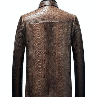 Formal Snakeskin Jackets Brown Python Skin Jackets-Back