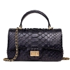 Designer Snakeskin Shoulder Handbags Satchel Purses-Black