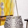 Snakeskin Tote Handbag Shoulder Bag with Gold Chain Strap for Women